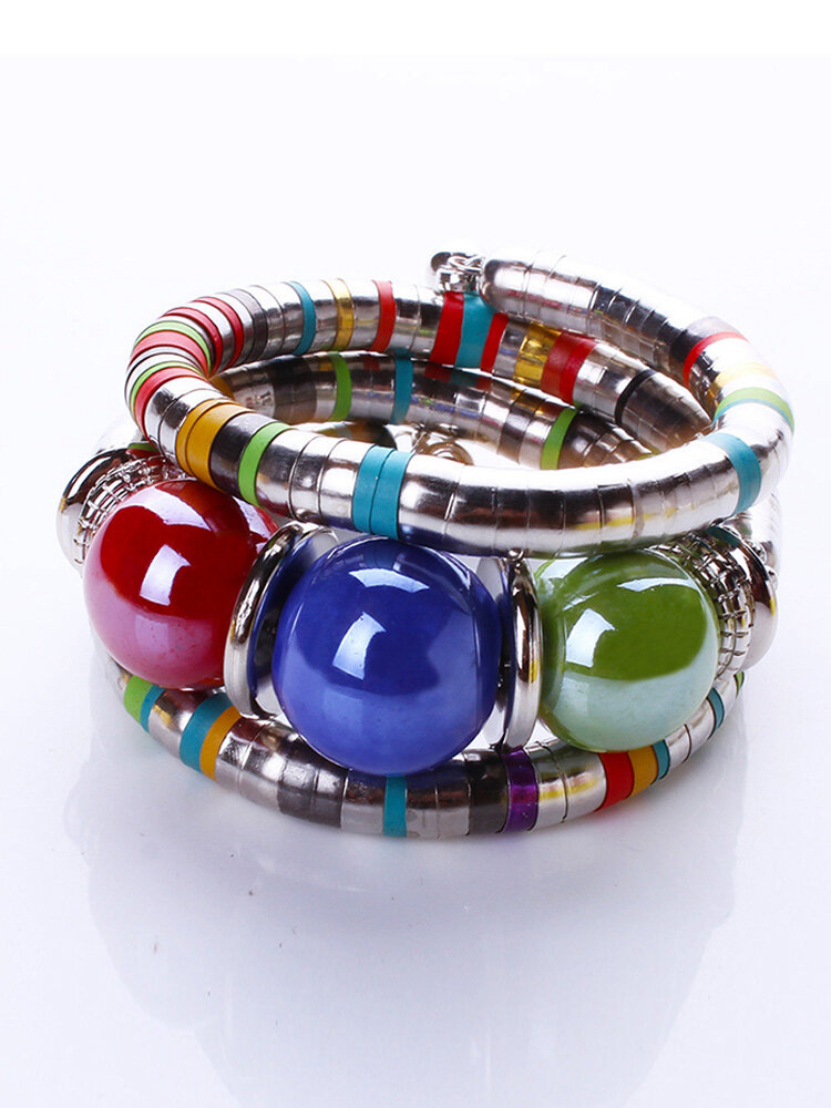 Bohemian Colorful Big Beaded Multilayer Womens Bracelets Vintage Jewelry for Women