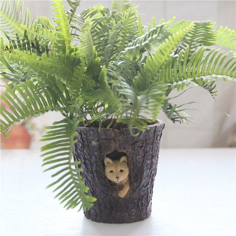 Resin Raccoon Flower Pot Planter Vase Floor Nursery Pot Cactus Succulent Bonsai Seeds Home Garden De