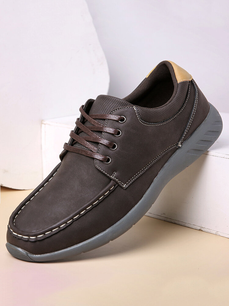 Men Microfiber Leather Soft Sole Non Slip Casual Shoes