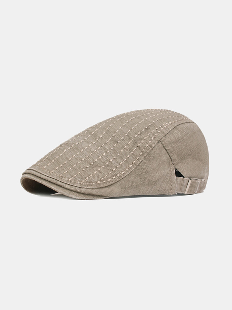 Mens Washed Cotton Patchwork Colors Beret Caps Outdoor Sport Adjustable Visor Forward Hats