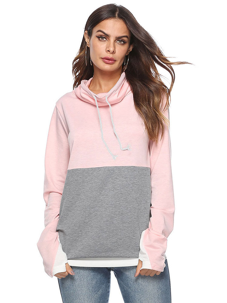 Hot-sale Casual Patchwork Long Sleeve Hooded Hoodies - NewChic