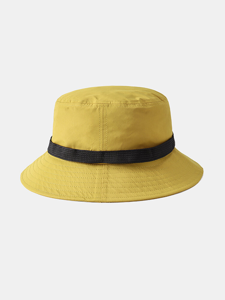 Automatic Buckle Collapsible Basin Hat Yellow Breathable Fisherman's Hat