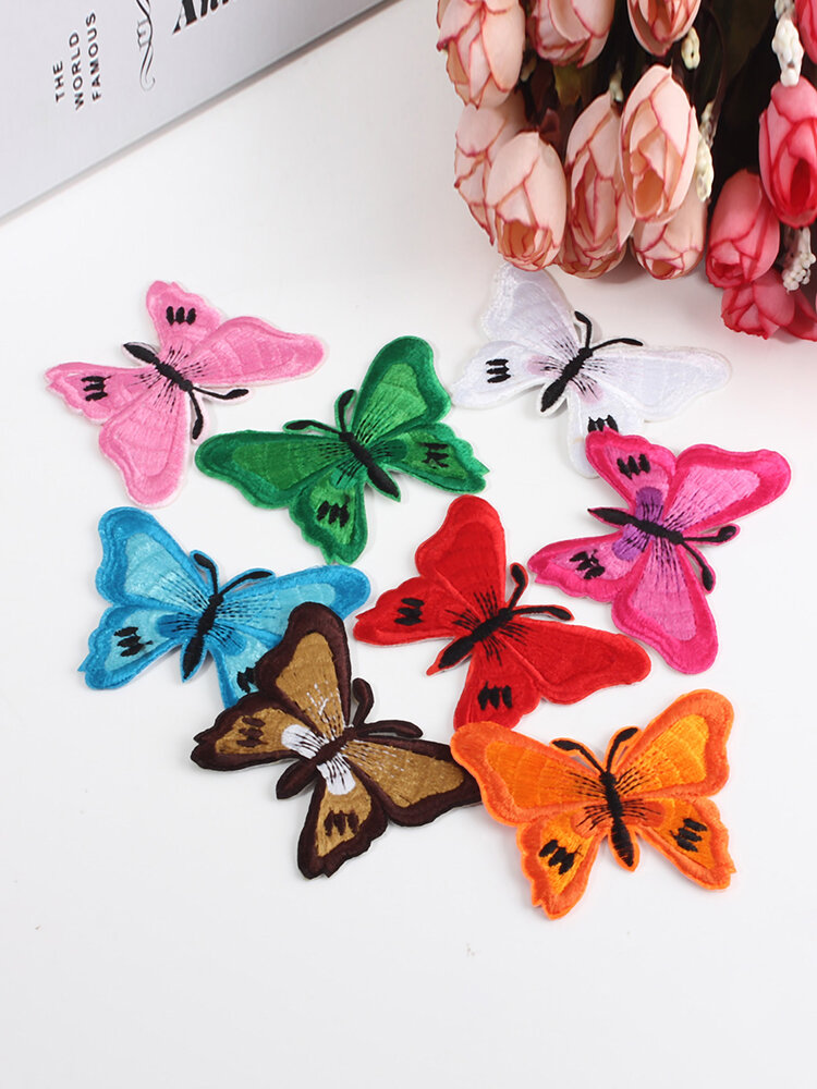 

Butterfly Embroidered Applique Iron On Sew On Patch Sewing DIY Clothes Decor, Red