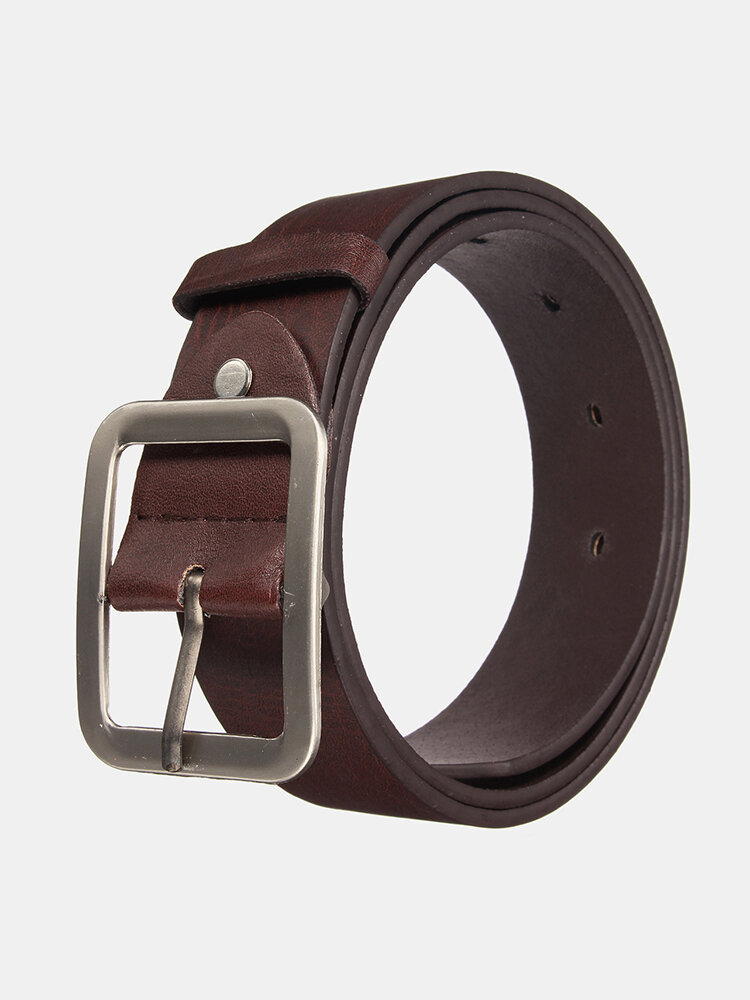 Men PU Leather Pin Buckle Belt Smooth Soft Wear-Resistance Colorfast Casual Business Belt