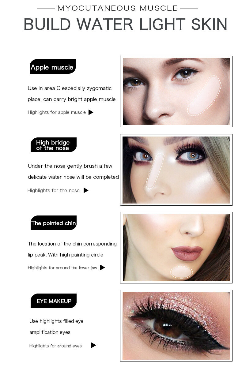 8 Colors Jelly Face High Light Liquid Body High Gloss Cream Shimmer Eyeshadow Glitter Eye Makeup