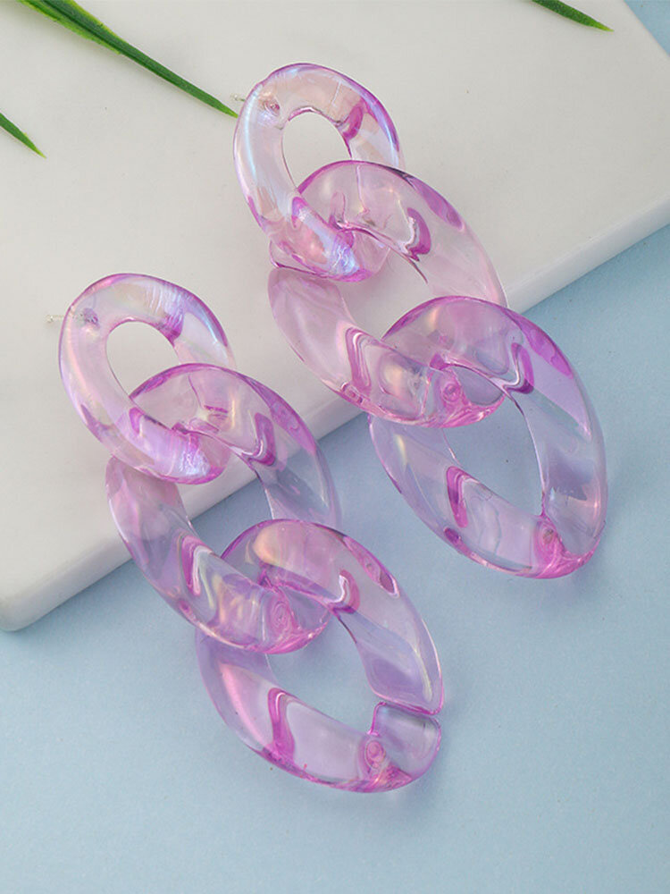 Acrylic Resin Vintage Ethnic Transparent Gradient Color Earrings