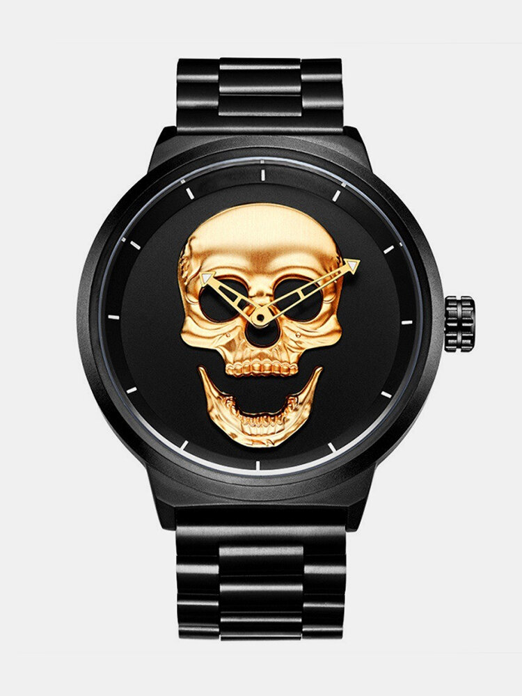 Fashion Skull Men Watch Simple Style Quartz Watch Stainless Steel Watch Waterproof