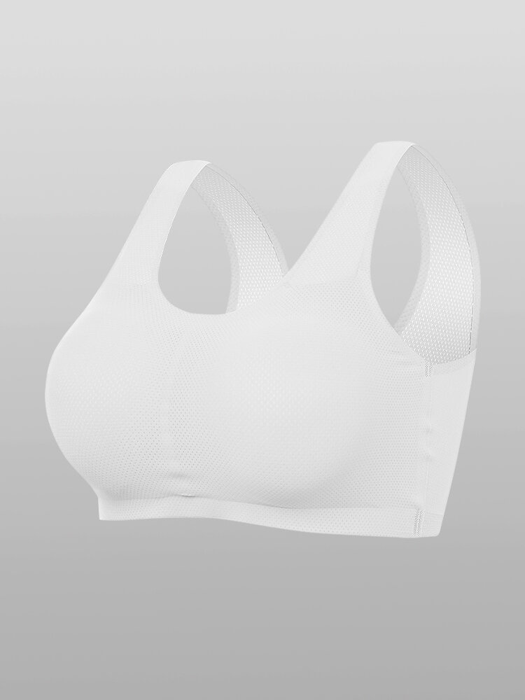 Plus Size Women Mesh Breathable Seamless Wireless Thin Chest Pad T-Shirt Bra
