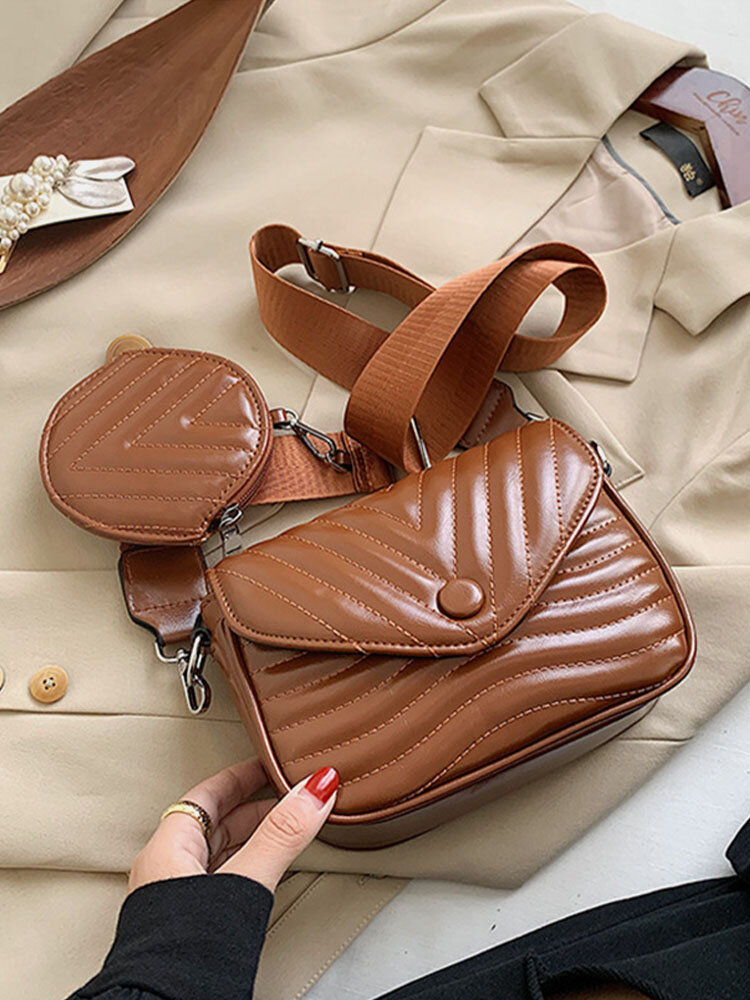 Three-in-one Women Fashion Faux Leather Crossbody Bag Bag Sets