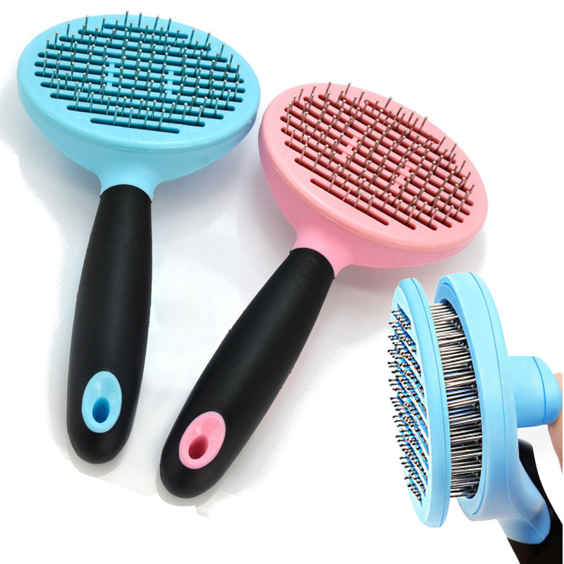 2 Colors Pet Hair Removal Comb Self Cleaning Gill Pin Pet Comb Hair Brush For Dog Cat