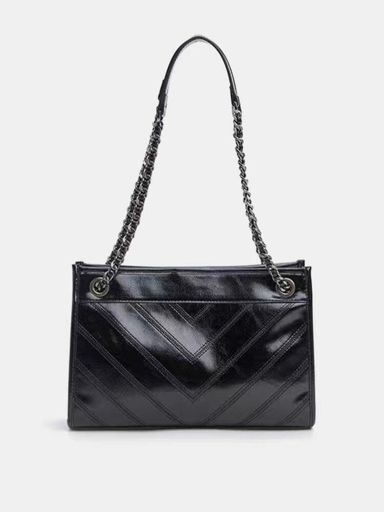 Women Faux Leather Fashion Multifunction Argyle Chain Solid Color Crossbody Bag Shoulder Bag