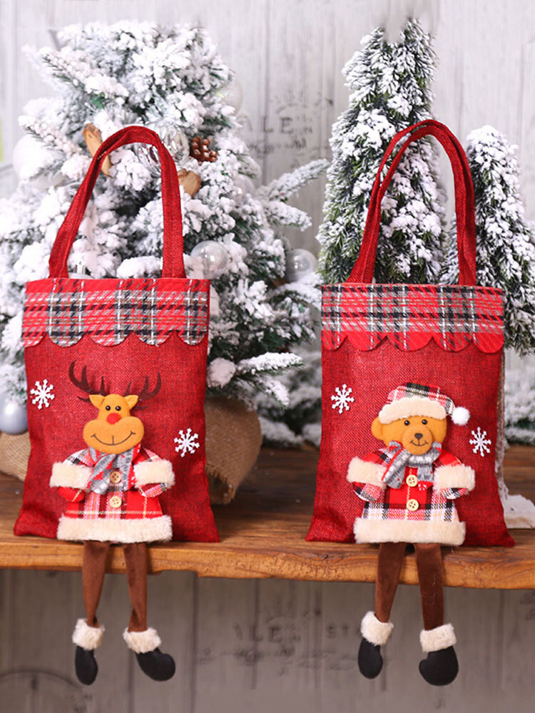 

Women Christmas Santa Claus Elk Pattern 3D Long-foot Decoration Candy Snack Bag Handbag, #01;#02;#03;#04