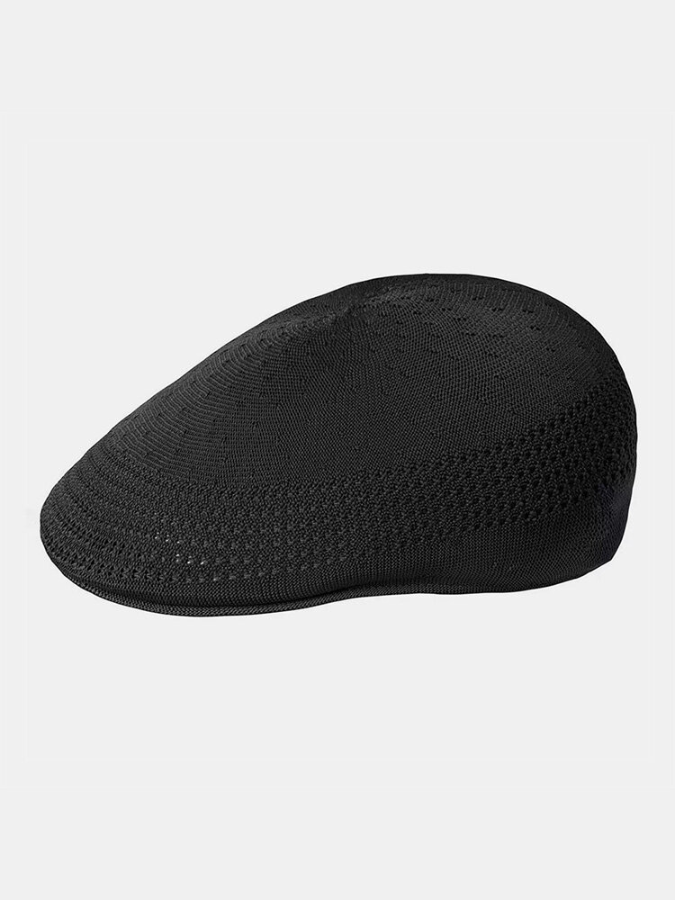 Unisex Dacron Knitted Solid Color Jacquard Breathable Casual Beret Flat Caps