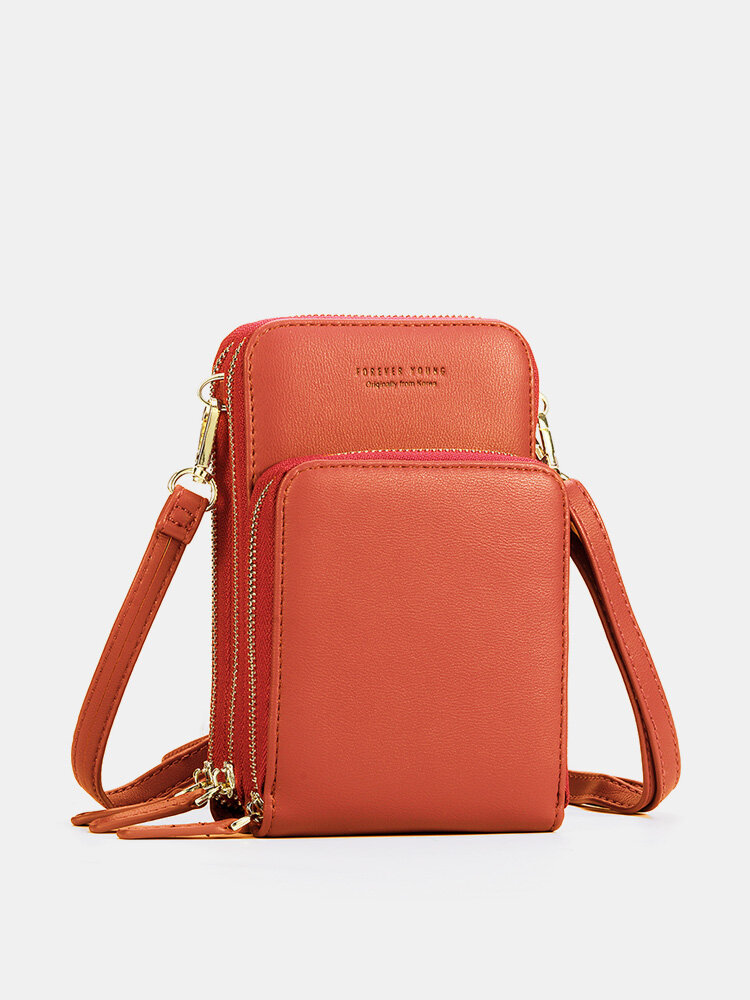 Women PU leather Clutch Bag Card Bag Large Capacity Multi-Pocket Crossbody Phone Bag