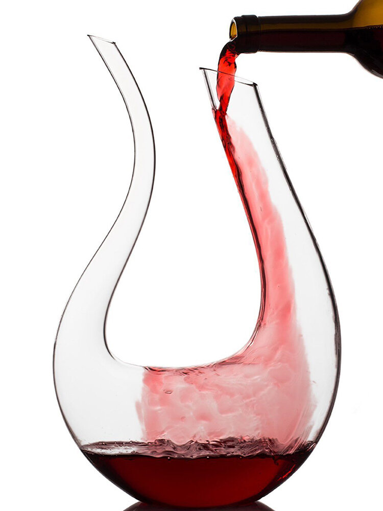 New Luxury U Shape Wine Decanter Lead-free Glass Crystal Wine Carafe 1500ml 
