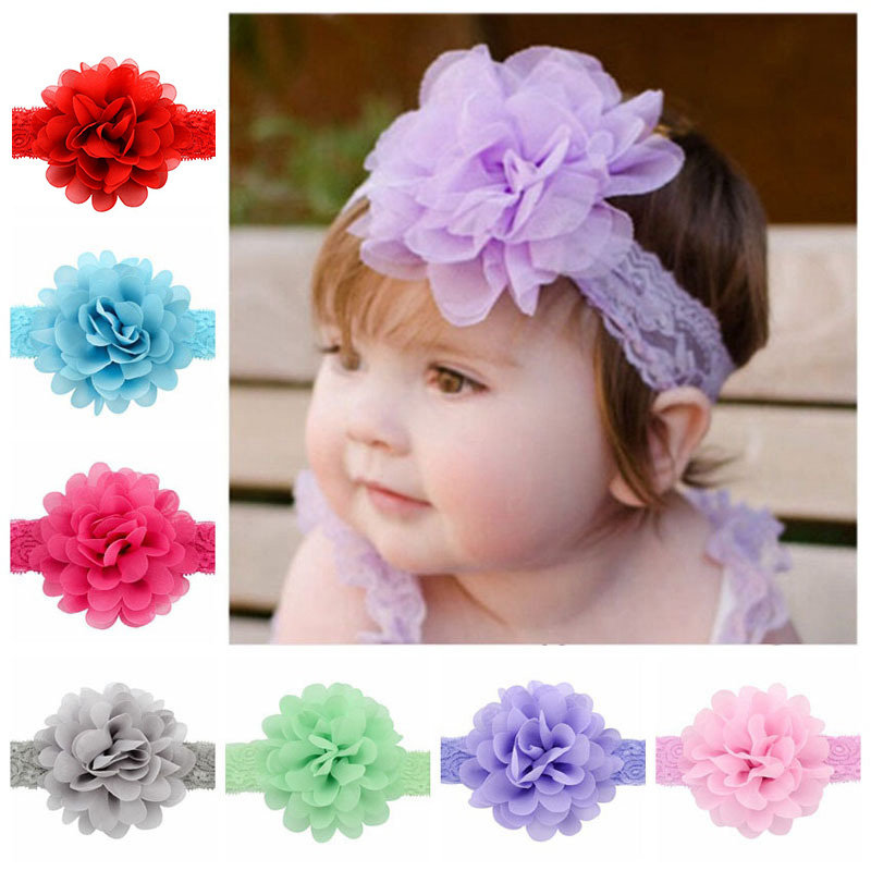 Flower Princess Style Elastic Adjustable Baby Girls Headband For 0Y-5Y