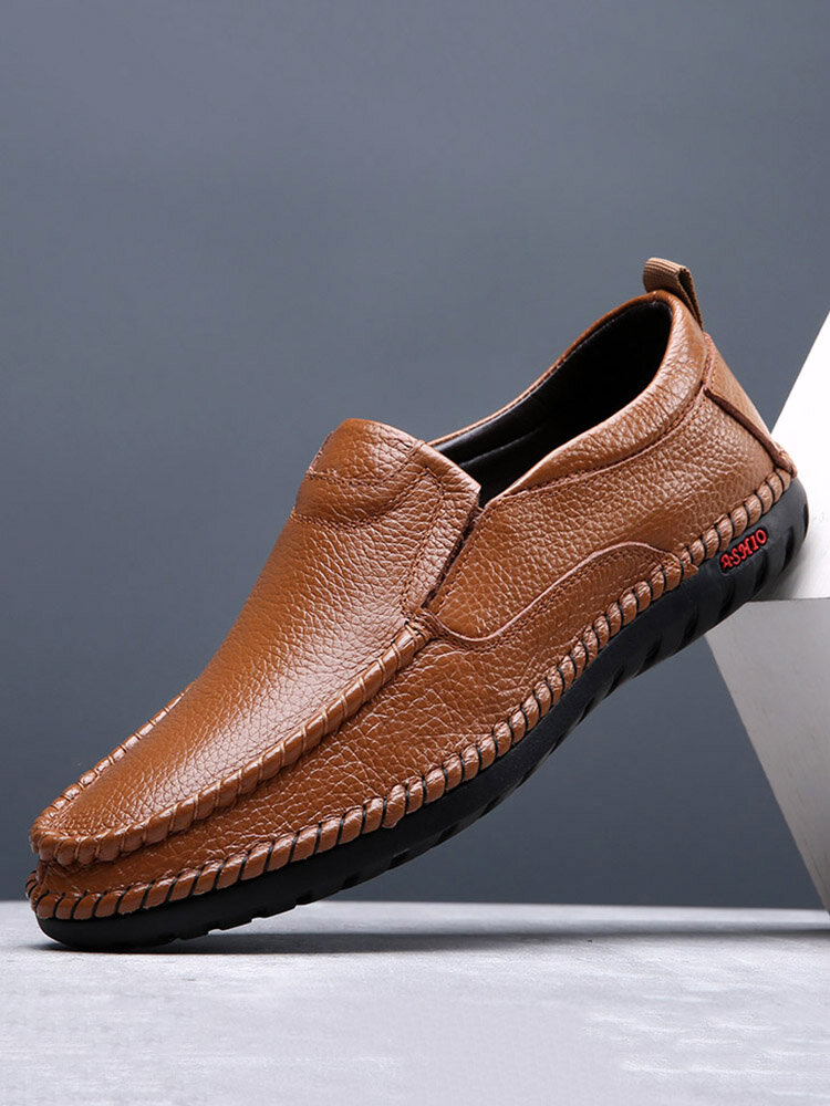Men Hand Stitching Soft Driving Loafers Slip On Business Casual Shoes