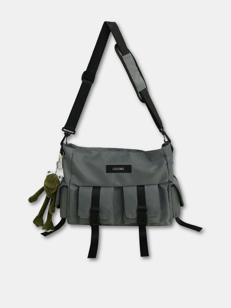 Men Casual Nylon Large Capacity Waterproof Crossbody Bag Multi-Pockets Shoulder Bag