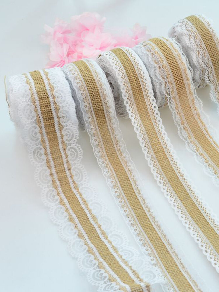 2.5cm*10m Lace Linen Roll DIY Handcraft Materials Christmas Gift Decor 