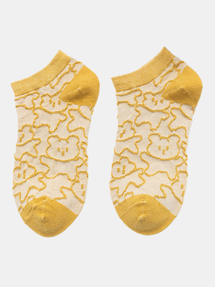 Women Cotton Anti-woven Cartoon Bear Pattern Cute Casual Socks