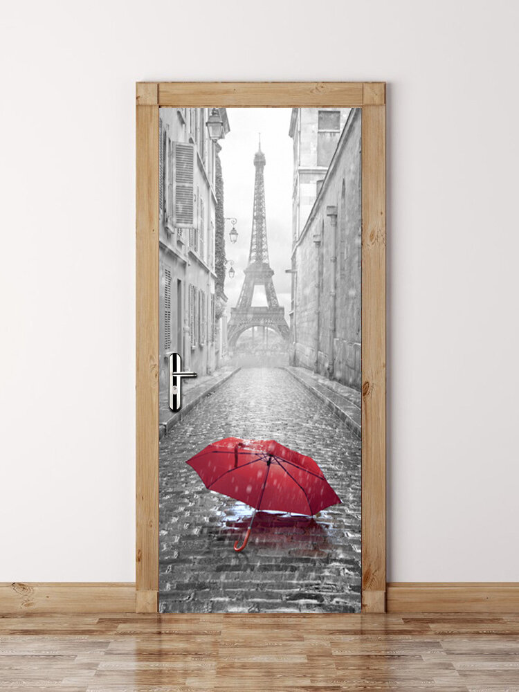 

3 Styles 200X77CM 3D Stairs PVC Self Adhesive Eiffel Tower Door Wall Sticker Living Room Mural Decor