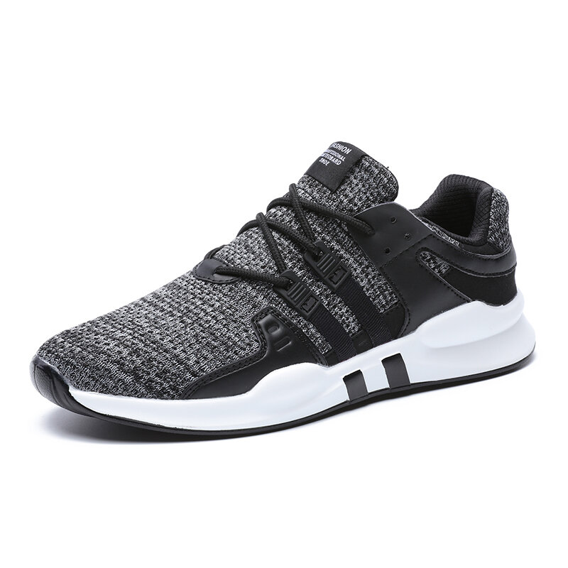 

Men Knitted Fabric Splicing Comfy Breathable Sports Casual Sneakers, Red;black;white1;black1;black2;white