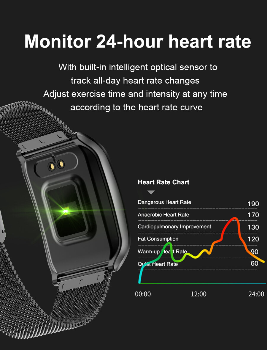 Custom Dial Big Screen Display Smart Watch 24-Hour HR and Blood Pressure Monitor Activity Monitor IP68 Wristband