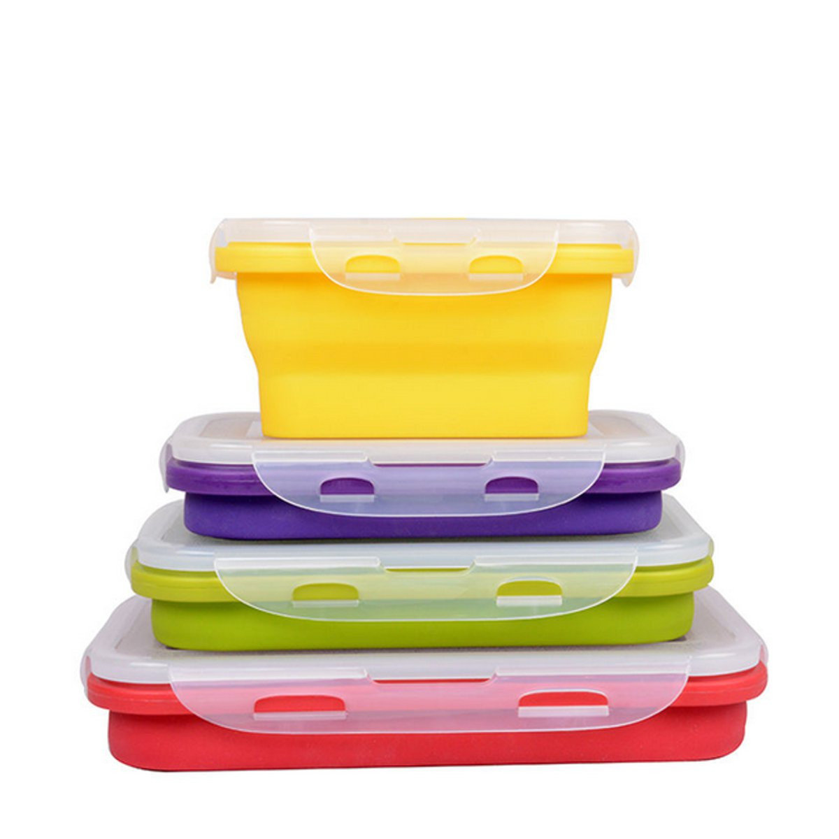 4pcs Eco Collapsible Lunch Box Food Fresh Keep Box Silicone Portable Food Container