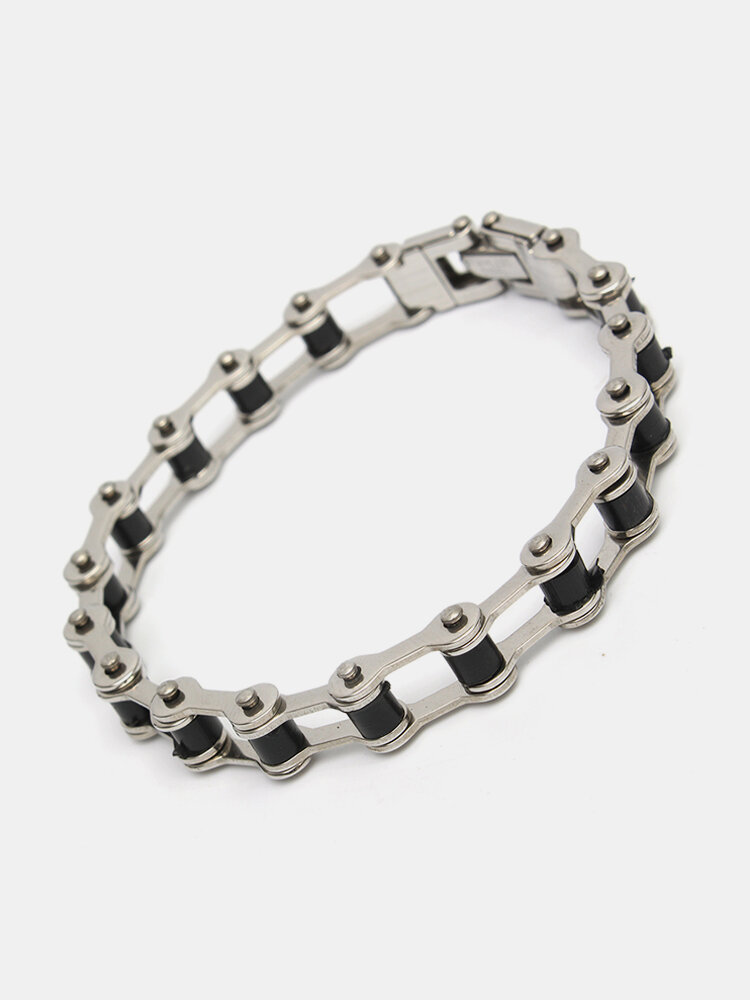 Punk Motorcycle Chain Bracelet 316L Stainless Steel Motorcycle Chain Men Bracelet