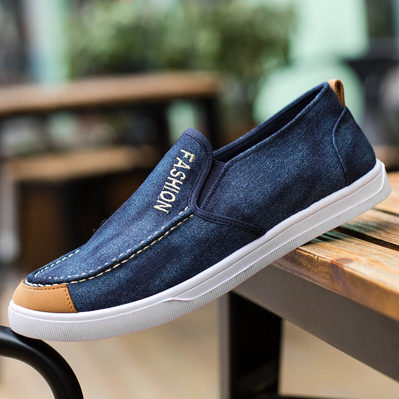 Mens Breathable Jeans Canvas Casual Shoes Slip On Men Flats Loafer