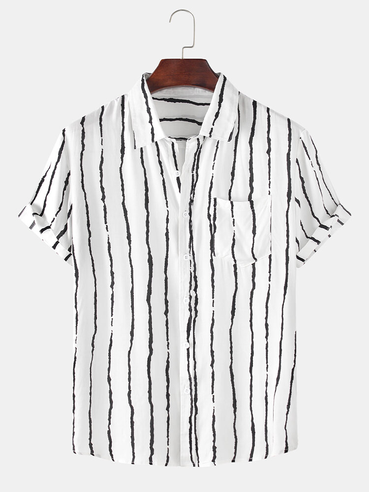 Men Tie-Dye Striped Print Beach Holiday Casual Shirt