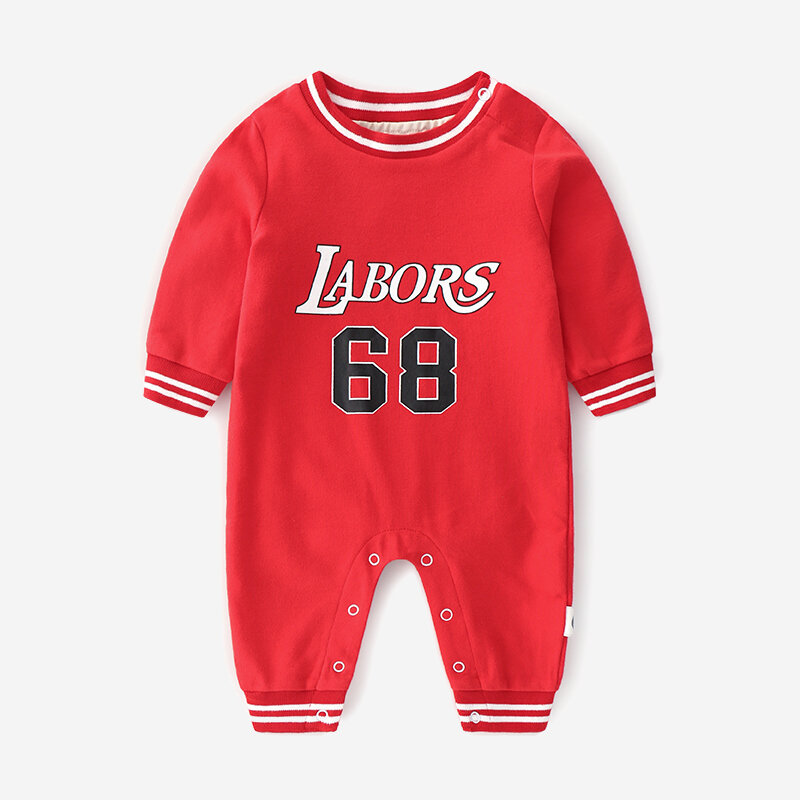 

Baby Letter Print Rompers For 3-18M, Red