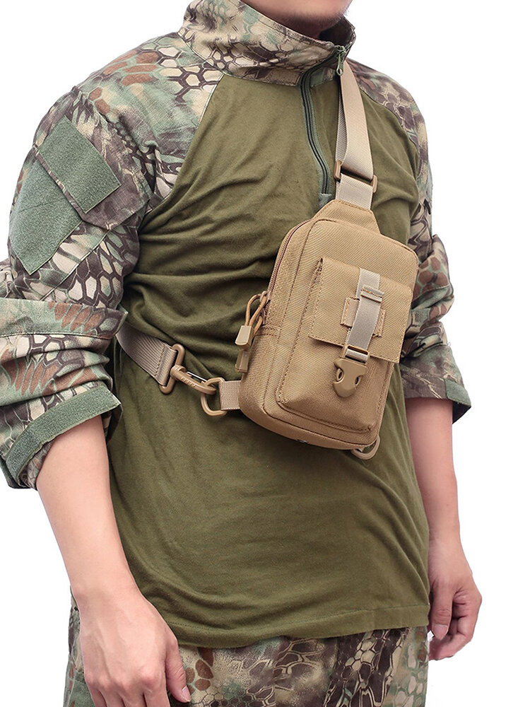 Men Nylon Fabric Vintage Multi-functional Sling Bag Outdoor Running Crossbody Bag