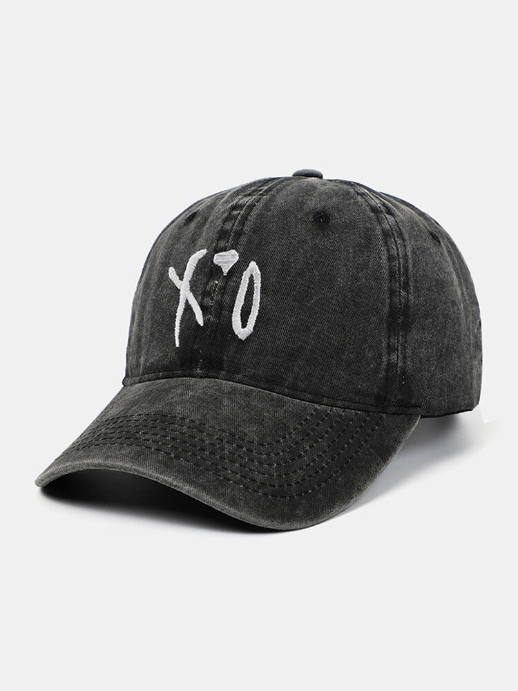 Unisex Washed Distressed Cotton Letter Embroidery Fashion Outdoor Sunscreen Baseball Cap