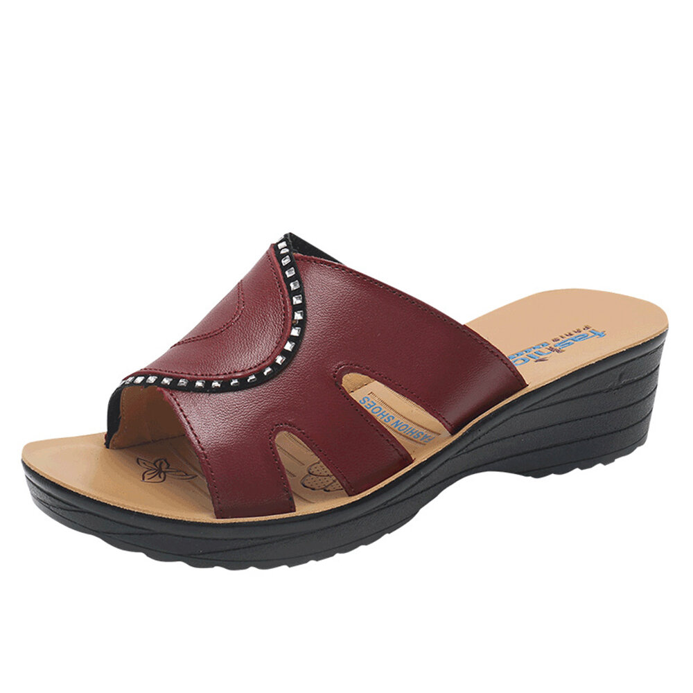 Mujer Soft Comfy Leather Hollow Slip On zapatillas