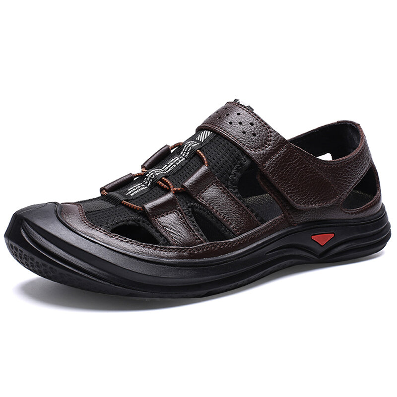 Large Size Men Genuine Leather Anti-collision Non-slip Soft Sole Casual Sandals