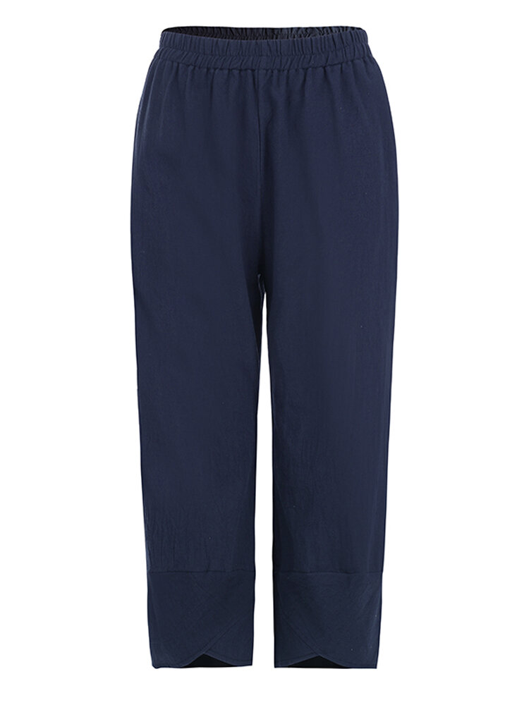 ZANZEA Solid Color Elasitc Waist Plus Size Casual Pants for Women - Newchic