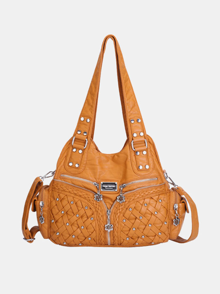 Women Multi-pocket Waterproof Woven Hardware Crossbody Bag Shoulder Bag Handbag Tote