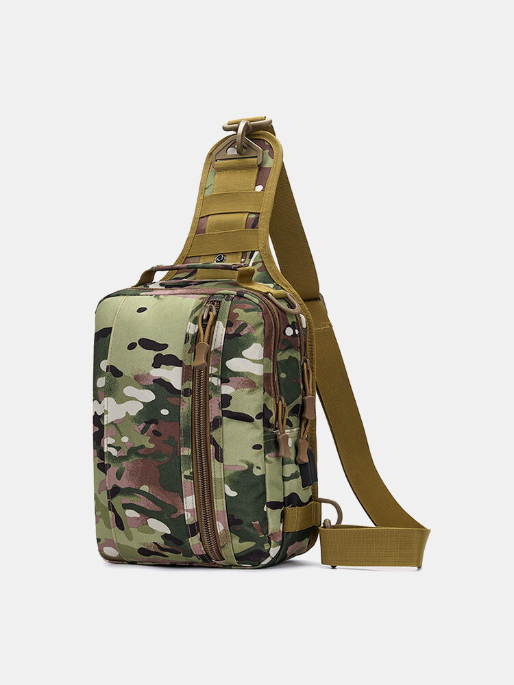 Men's Nylon Outdoor Bag Multifunctional Chest Bag Four Purpose Single Shoulder Diagonal Straddle Camouflage Tactical Bac