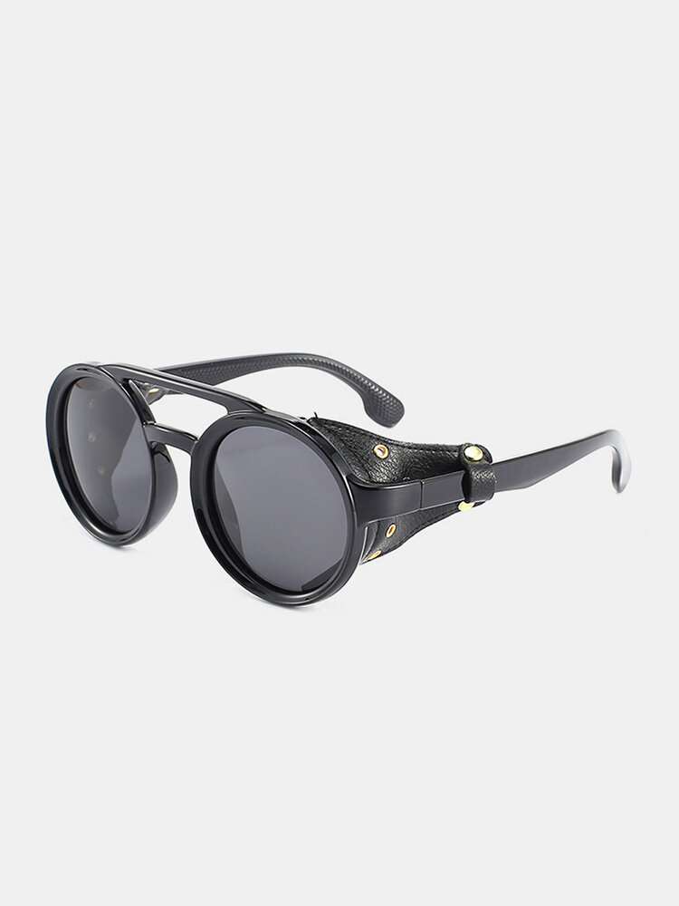 Unisex PC Full Round Frame TAC Lens Polarized Double-bridge UV Protection Fashion Sunglasses