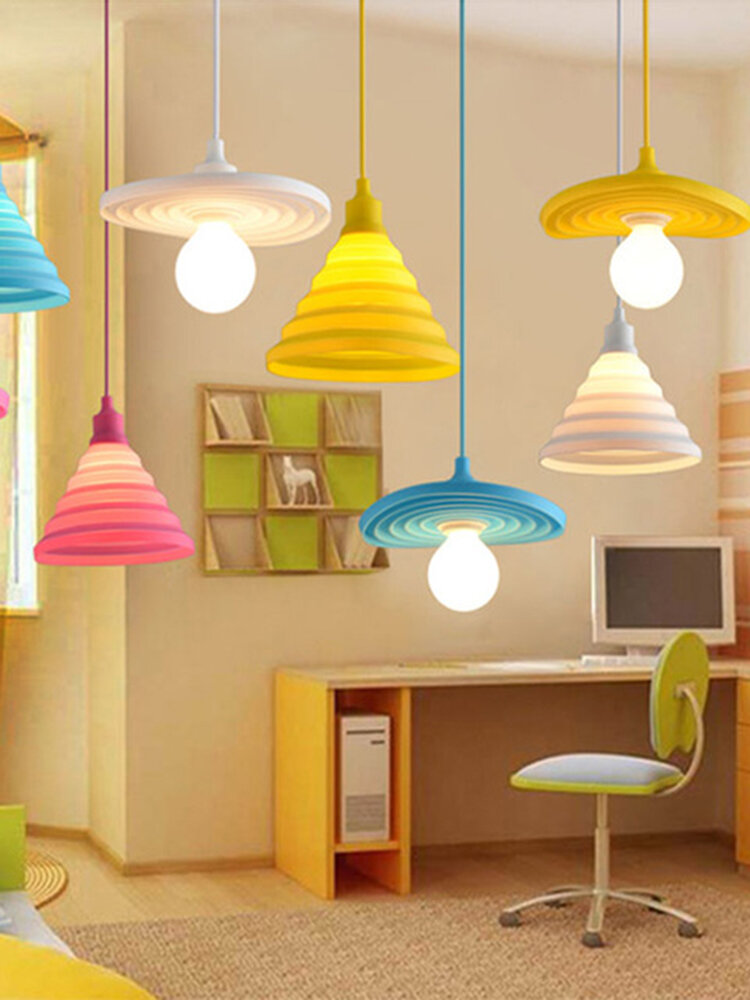 Colorful Folding Lampshade Silicone Ceiling Lamp Holder Pendant Diy Design Changeable Is Retro Newchic - How To Take A Lampshade Off Ceiling Light