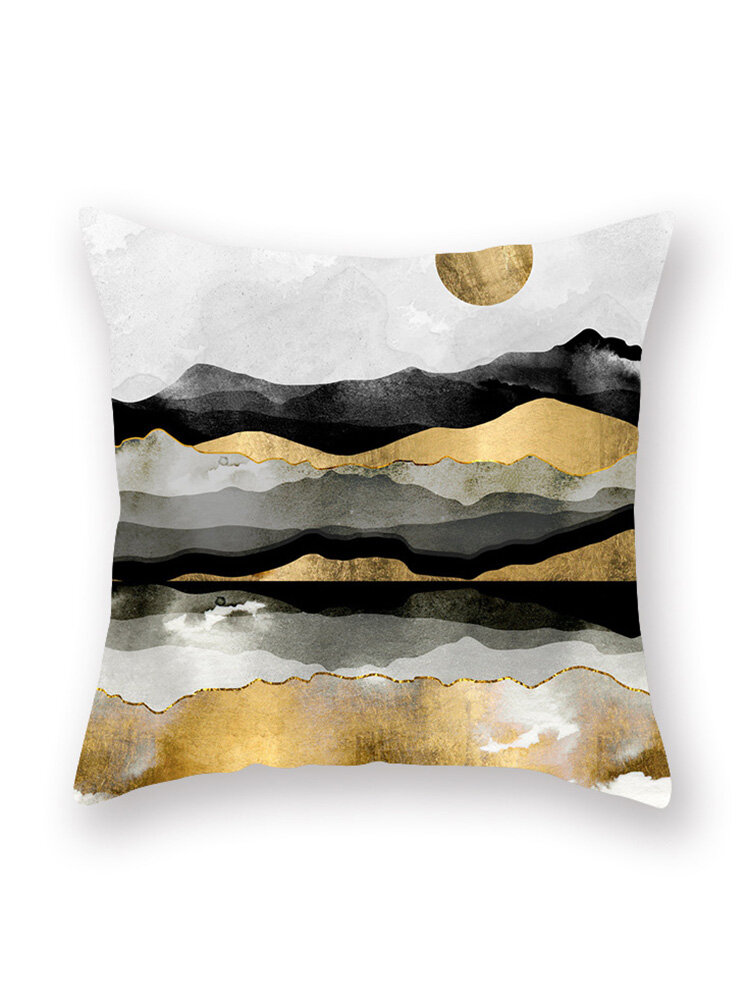 Fundas de cojín de lino con paisaje de puesta de sol abstracto moderno, fundas de almohada para el hogar, decoración del hogar