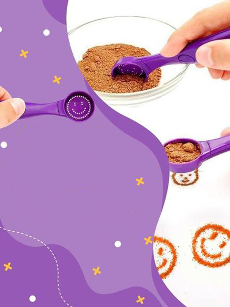 

1 PC Coffee Stencils Cake Printing Spoon 16 Kinds Of Patterns Electric Portable Printing Machine Spice Spoon, White;purple