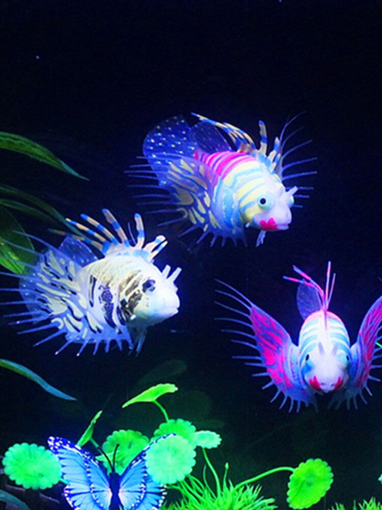 

Glow In The Dark Artificial Aquarium Lionfish Ornament Fish, Green;orange;red