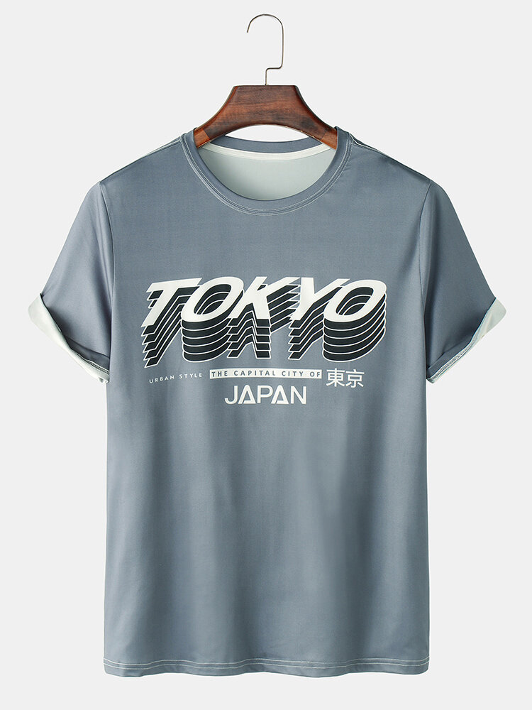 Mens 3D Tokyo Koi Ukiyoe Print Japanese Style Short Sleeve T-Shirts