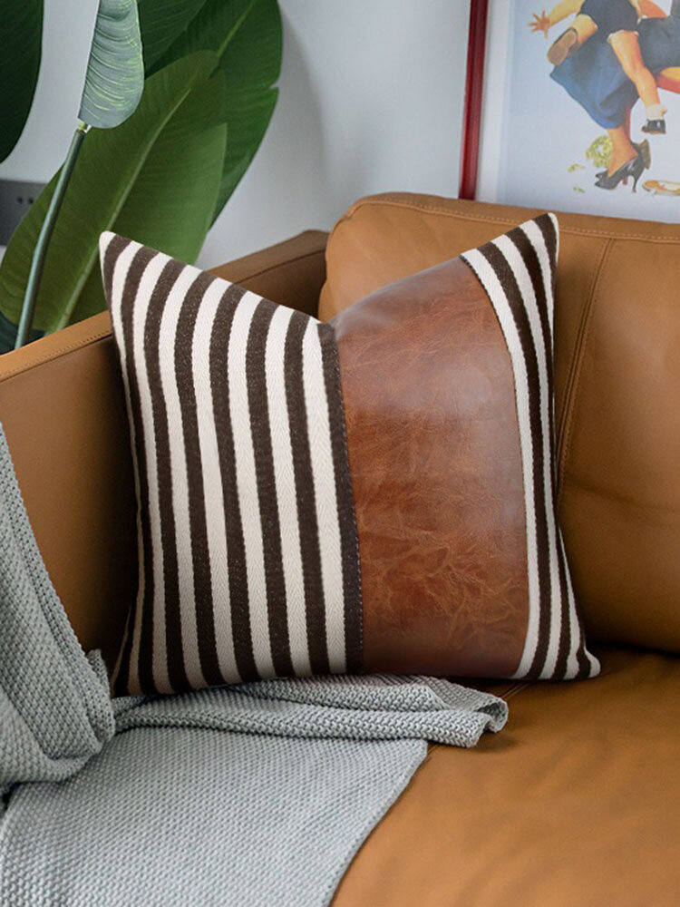 1PC Cotton Stitching Thick Stripes Creative Nordic Home Sofa Couch Car Bed Decorative Cushion Pillowcase Throw Cushion C