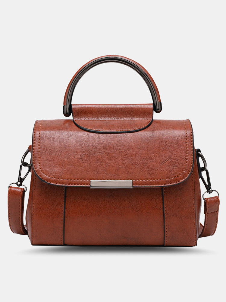 Women Brown Vintage PU Leather Satchel Bag Crossbody Bag Shoulder Bag