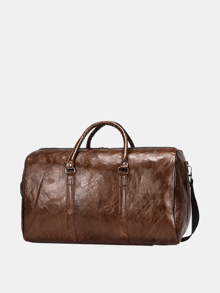 Men Vintage PU Leather Short-distance Handbag Shoulder Bag Travel Bag Duffle Bag Crossbody Bag