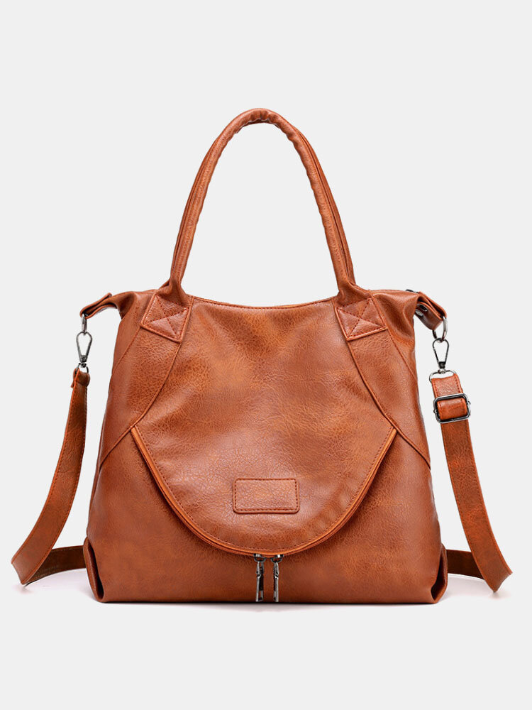 Women Retro PU Leather Multi-pocket Handbag Shoulder Bag