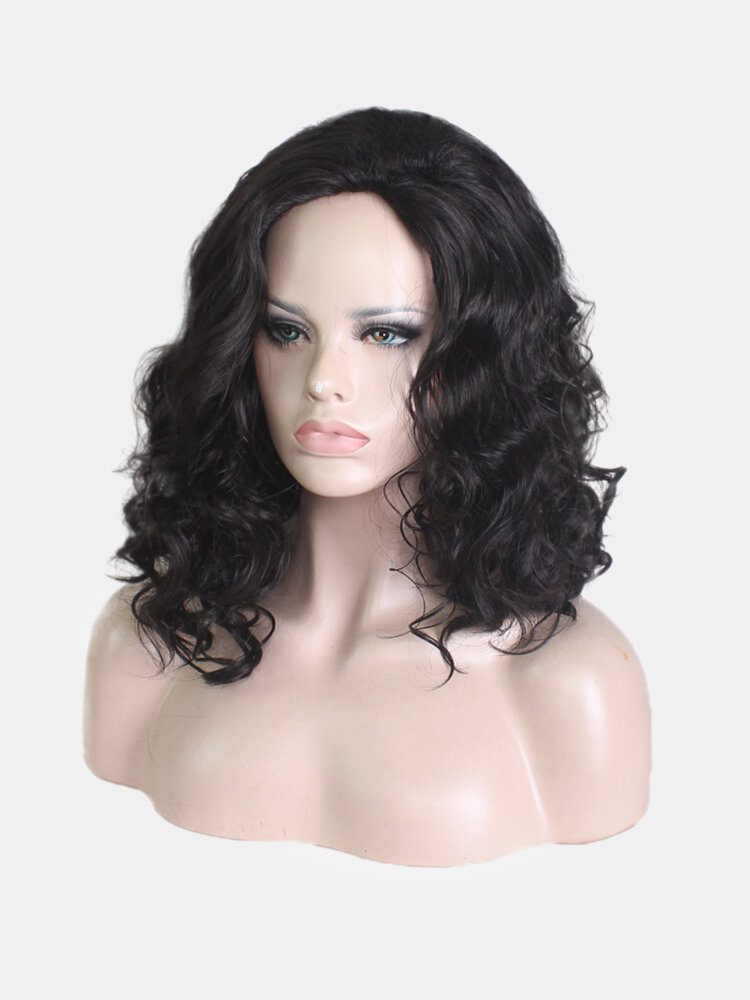 45cm Women Synthetic Wigs Side Split Long Curly Wigs High Temperature Wire Chemical Fiber Hair Wigs